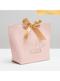 Пакет подарочный, упаковка, «Best wishes», 19×20×9 см
