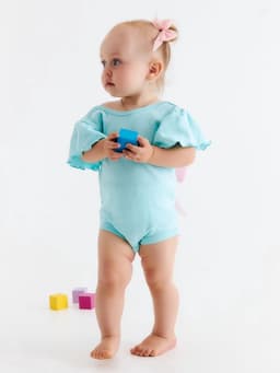 Боди для девочки «Крошка Я. Розовый бант», рост 86-92 см, бирюзовое