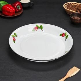 Блюдо эмалированное «Вишневый сад», 4.5 л, d=40 см, белое