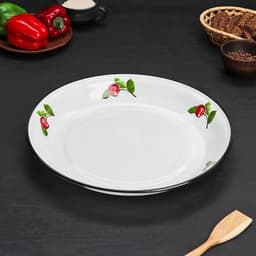 Блюдо эмалированное «Вишневый сад», 4.5 л, d=40 см, белое