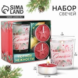 Подарочный набор новогодних свечей «Счастья», 11×5.6×9.8 см