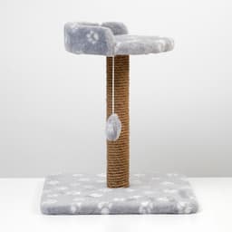 Когтеточка малая «Арена», 36×36×50 см, с игрушкой, джут, серая