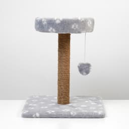 Когтеточка малая «Арена», 36×36×50 см, с игрушкой, джут, серая