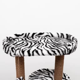 Домик для кошек с когтеточкой «Круглый с площадкой», 52×52×95 см, зебра