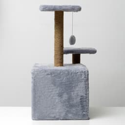 Домик для кошек с когтеточкой, 45×47×75 см, квадратный, 3 уровня, серая