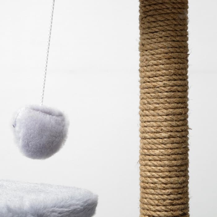 Домик для кошек с когтеточкой, 45×47×75 см, квадратный, 3 уровня, серая