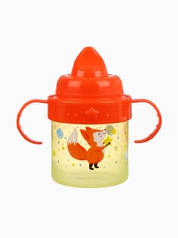 Поильник детский M&B «Лисята. Мамы и малыши» с твёрдым носиком, от 9 мес., 140 мл., с ручками, оранжевый