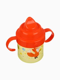 Поильник детский M&B «Лисята. Мамы и малыши» с твёрдым носиком, от 9 мес., 140 мл., с ручками, оранжевый