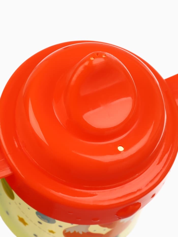 Поильник детский M&B «Лисята. Мамы и малыши» с твёрдым носиком, от 9 мес., 140 мл., с ручками, оранжевый
