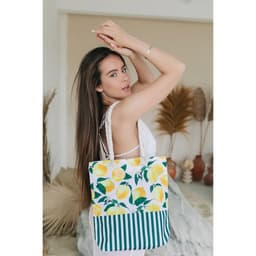 Сумка женская пляжная на молнии «Лимонное настроение», белая