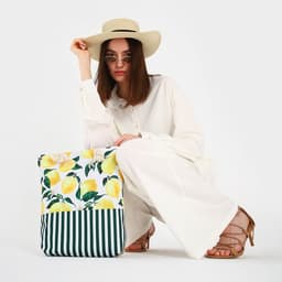 Сумка женская пляжная на молнии «Лимонное настроение», белая