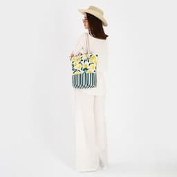 Сумка женская пляжная на молнии «Лимонное настроение», белая