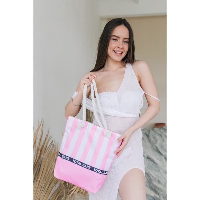 Сумка женская пляжная на молнии Total Babe, розовая