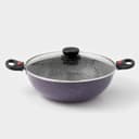 Казан алюминиевый, 4 л, d=28 см, стеклянная крышка, две съёмные ручки, фиолетовый