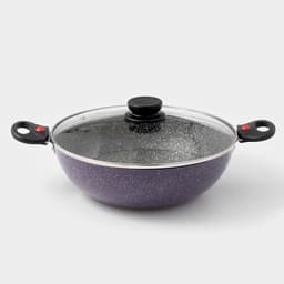 Казан алюминиевый, 4 л, d=28 см, стеклянная крышка, две съёмные ручки, фиолетовый