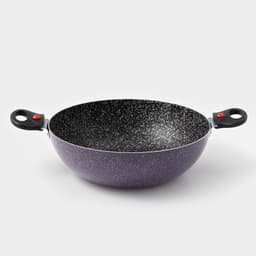 Казан алюминиевый, 4 л, d=28 см, стеклянная крышка, две съёмные ручки, фиолетовый