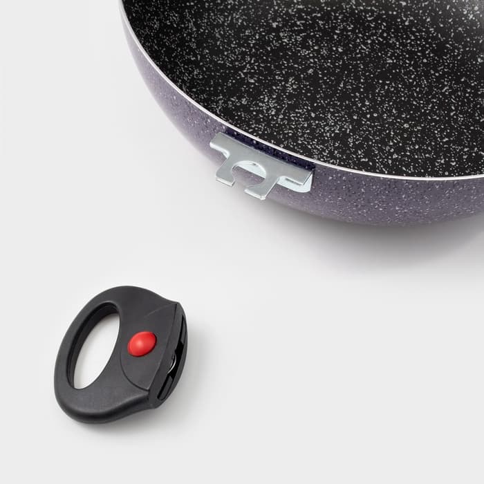 Казан алюминиевый, 4 л, d=28 см, стеклянная крышка, две съёмные ручки, фиолетовый