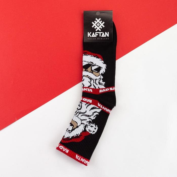 Носки новогодние мужские KAFTAN «Санта» размер 41-44 (27-29 см), чёрные