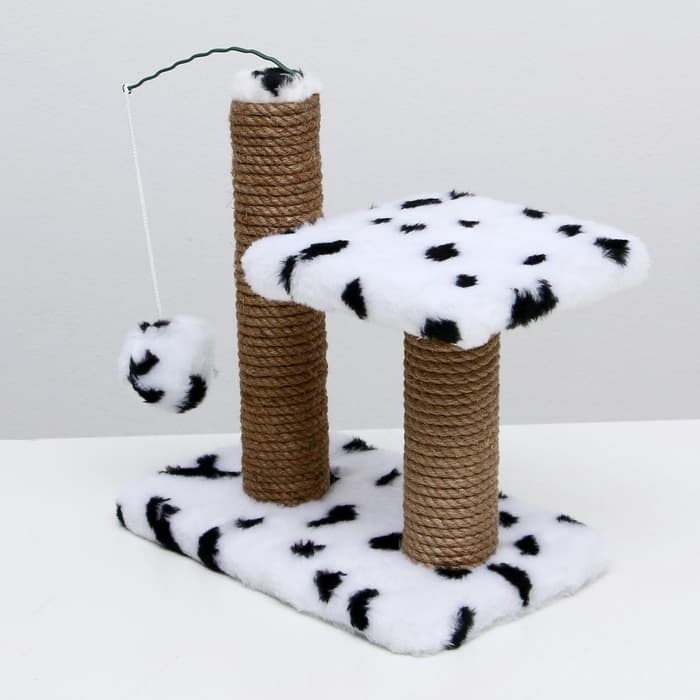 Когтеточка для котят, 30×20×34 см, двойная, джут, белая
