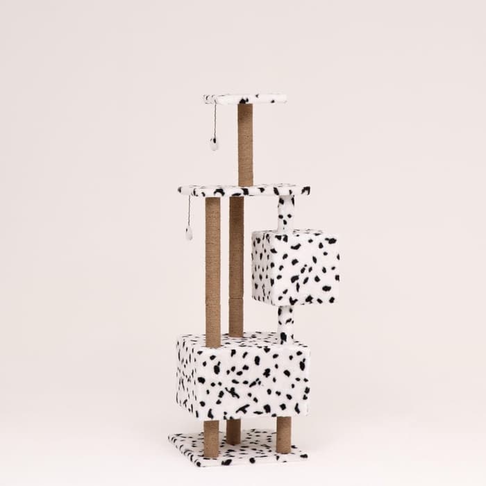 Домик для кошек с когтеточкой, 65×51×173 см, с площадкой и полкой, белый