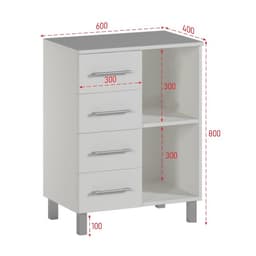 Комод для ванной комнаты, 4 ящика, 600×400×800 мм, цвет белый