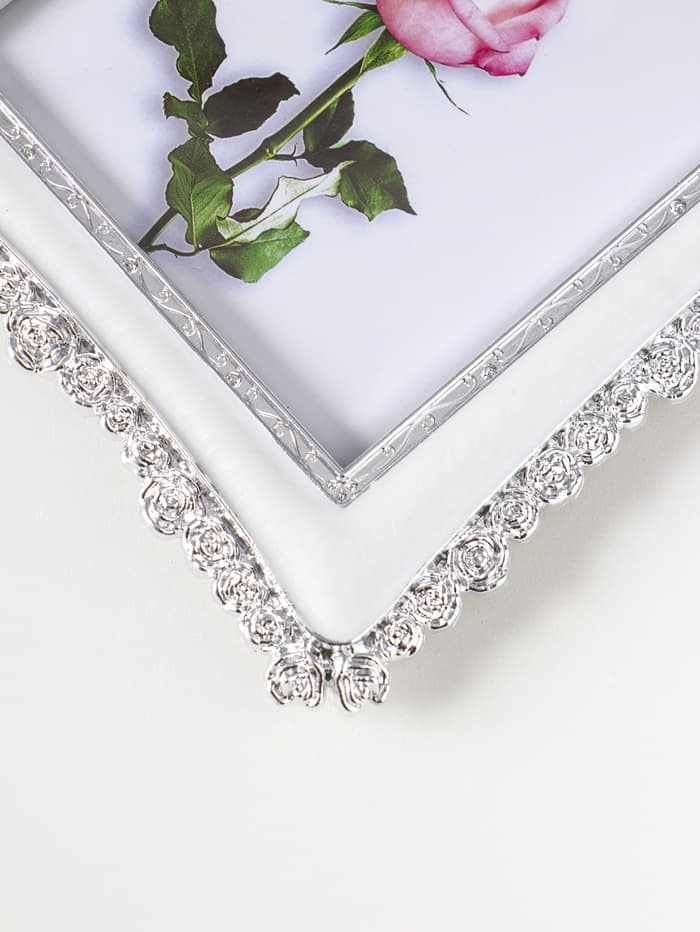 Фоторамка для фото 13×18 см «Розы», пластик под металл, серебро и перламутр, 22×17.5×1 см