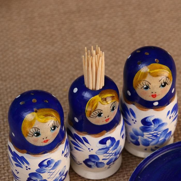 Набор для специй дерево «Гжель», 15 мл., ручная роспись