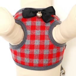 Шлейка с поводком, размер L, ОШ 30-50 см, ОГ 36-56 см, поводок 120×1.5 см, мягкая, серая, красная