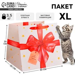 Пакет подарочный квадратный, упаковка, «For you», 30×30×30 см