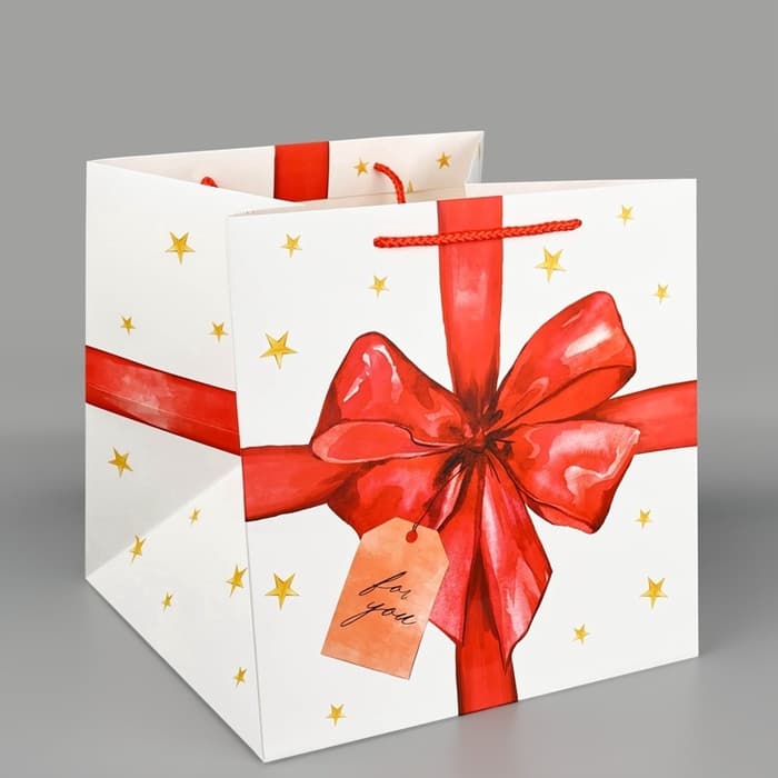 Пакет подарочный квадратный, упаковка, «For you», 30×30×30 см