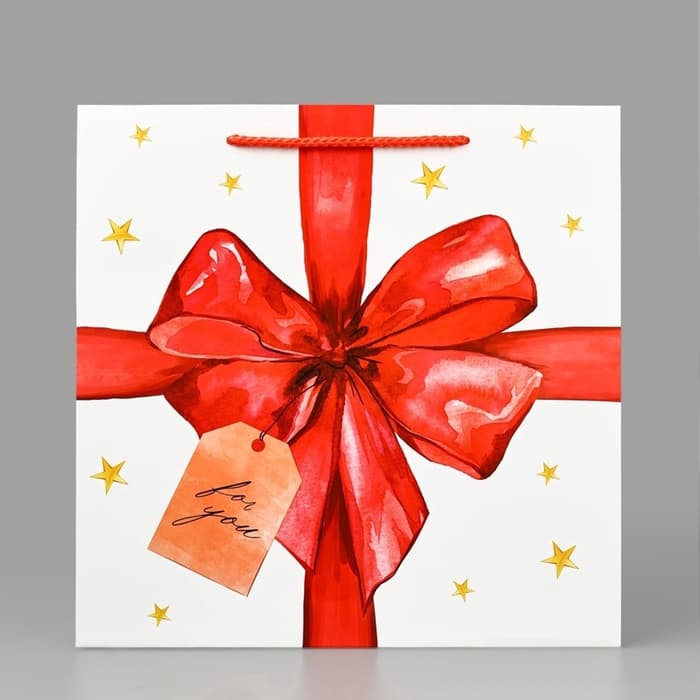 Пакет подарочный квадратный, упаковка, «For you», 30×30×30 см
