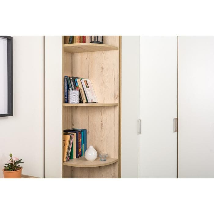 Стеллаж угловой «Веста 13.139», 490×342×2300 мм, цвет гаскон пайн светлый/белый шагрень