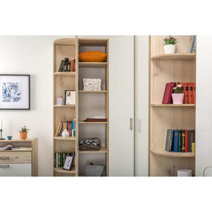 Стеллаж угловой «Веста 13.139», 490×342×2300 мм, цвет гаскон пайн светлый/белый шагрень