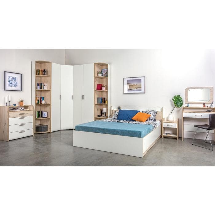 Стеллаж угловой «Веста 13.139», 490×342×2300 мм, цвет гаскон пайн светлый/белый шагрень