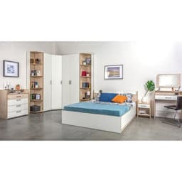 Стеллаж угловой «Веста 13.139», 490×342×2300 мм, цвет гаскон пайн светлый/белый шагрень