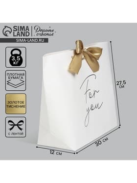 Пакет подарочный, упаковка, For you, 30×27.5×12 см