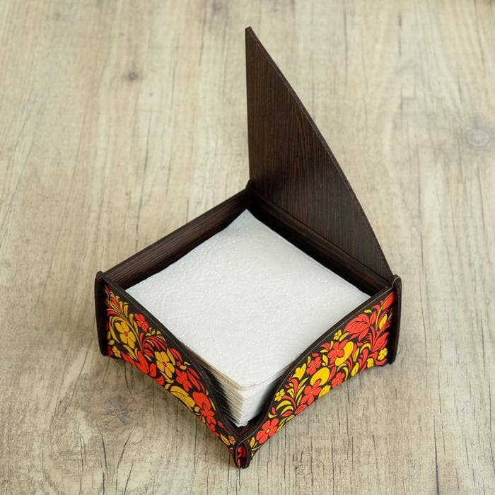 Салфетница Дарим Красиво «Хохлома», дерево, 13.5×7 см, цветная