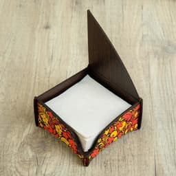 Салфетница Дарим Красиво «Хохлома», дерево, 13.5×7 см, цветная