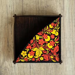 Салфетница Дарим Красиво «Хохлома», дерево, 13.5×7 см, цветная