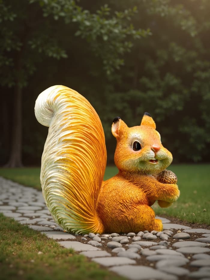 Садовая фигура из полистоуна «Белка c жёлудем», 14×9×13 см