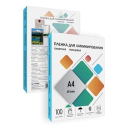 Пленка для ламинирования A4 216×303 мм, 60 мкм, 100 штук, глянцевые, Гелеос