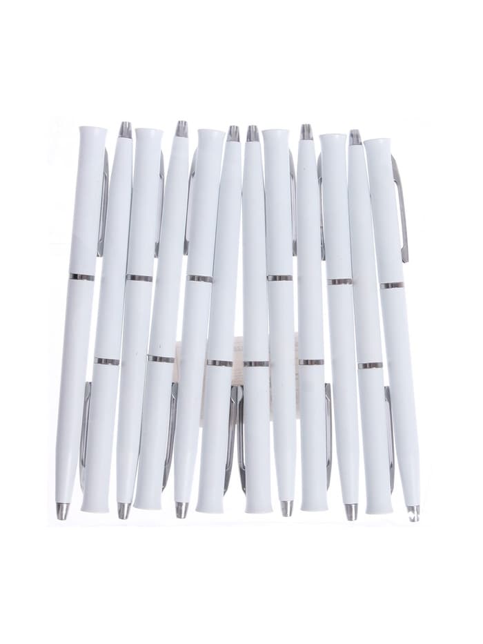 Ручка под логотип Calligrata, шариковая, поворотная, синий стержень, узел 0.7 мм, корпус белый матовый с серебристым