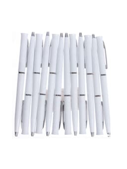 Ручка под логотип Calligrata, шариковая, поворотная, синий стержень, узел 0.7 мм, корпус белый матовый с серебристым