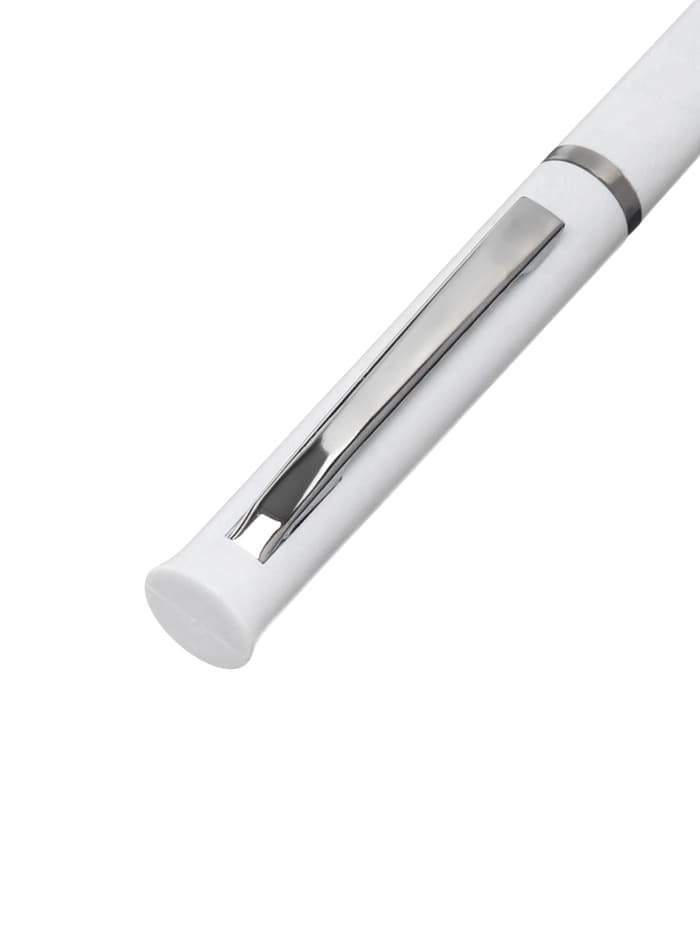 Ручка под логотип Calligrata, шариковая, поворотная, синий стержень, узел 0.7 мм, корпус белый матовый с серебристым