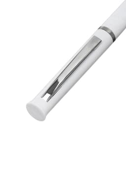 Ручка под логотип Calligrata, шариковая, поворотная, синий стержень, узел 0.7 мм, корпус белый матовый с серебристым