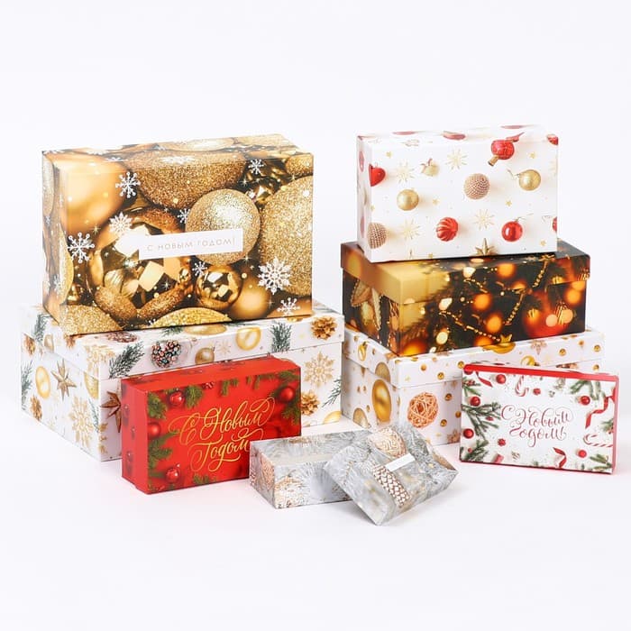 Набор коробок подарочных 15 в 1 «С Новым годом», 12×7×4 см - 46.5×35×17.5 см
