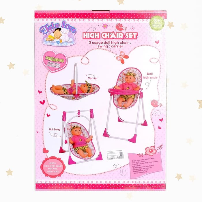Стульчик для кормления куклы, трансформер 2в1: стульчик, качели; с аксессуарами МИКС