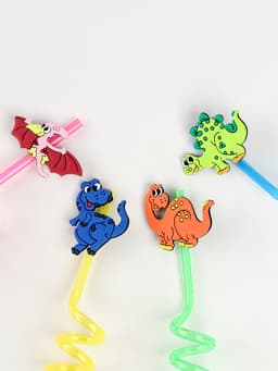 Трубочка из пластика «Динозавр», набор 4 шт., МИКС