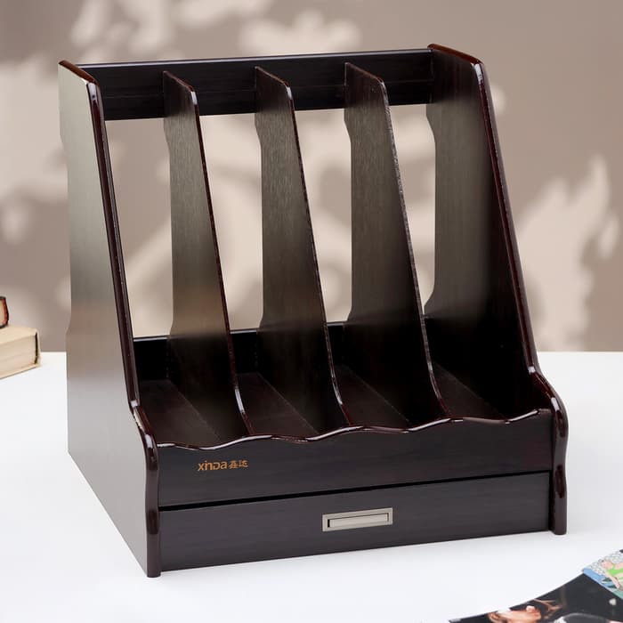 Органайзер для бумаги, 4 секции, с выдвижным ящиком, 30×28×30 см