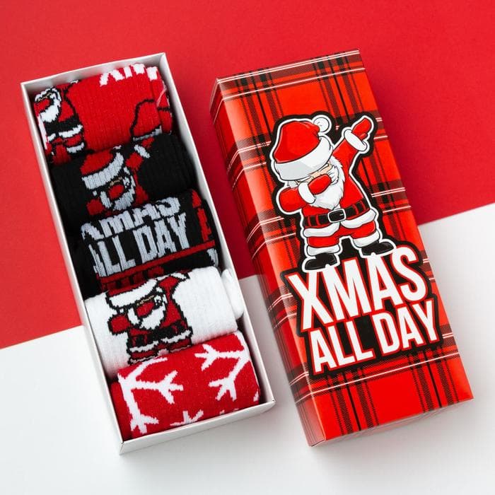 Носки мужские новогодние KAFTAN XMAS, набор 5 пар, размер 41-44 (27-29 см)